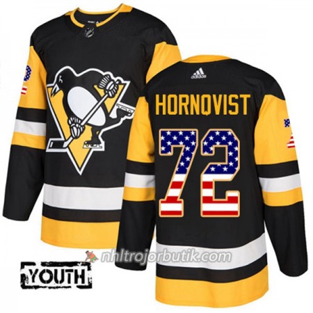 Barn Ishockey Pittsburgh Penguins Tröja Patric Hornqvist 72 Adidas 2017-2018 Svart USA Flag Fashion Authentic